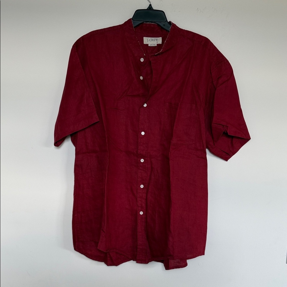 J. Crew Men's Burgundy Button Down Shirt 100% Linen